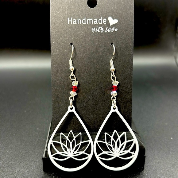 Lotus Teardrop Earrings - Picture 1 of 6